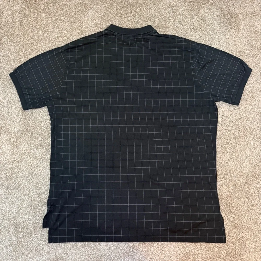 Polo Ralph Lauren Polo Shirt Mens XL Black Grid Windowpane Cotton Short Sleeve
